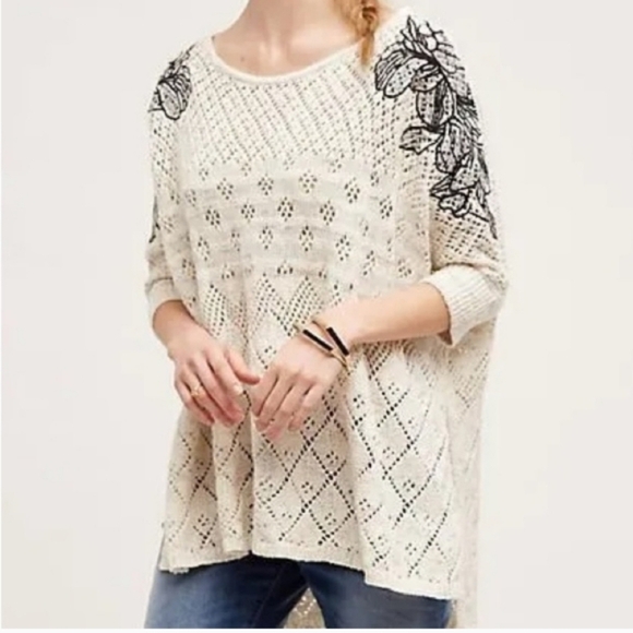 Anthropologie Women Knitted Knotted Embroidered Launa Tunic Sweater Size XS/S - Picture 2 of 12
